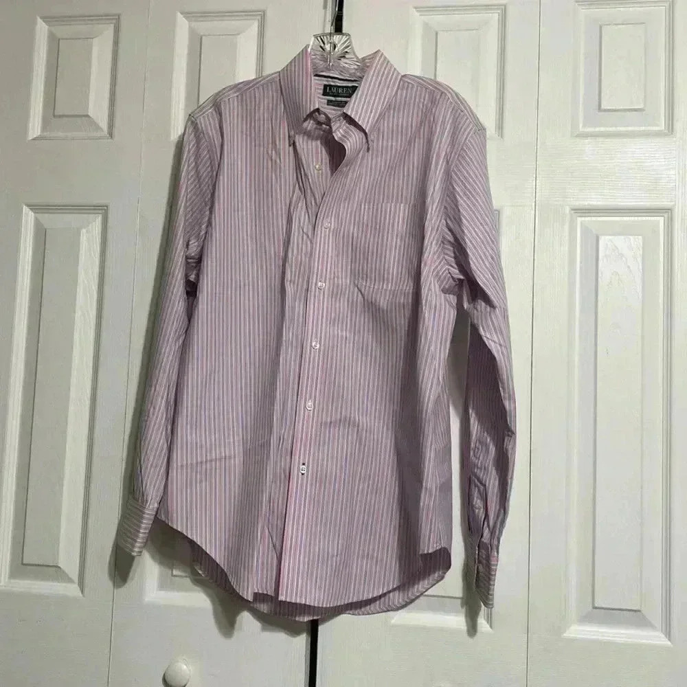 Ralph Lauren mens classic fit stretch non iron button down shirt size 16 neck